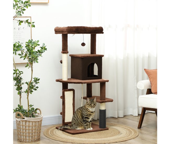 Árbol para Gatos Aglomerado de Madera PawHut Marron