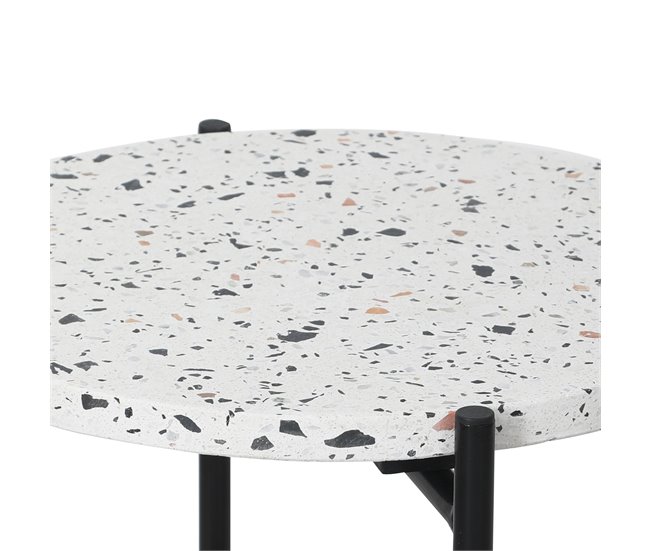 Mesa Auxiliar Redonda Yala, terrazo Blanco Blanco