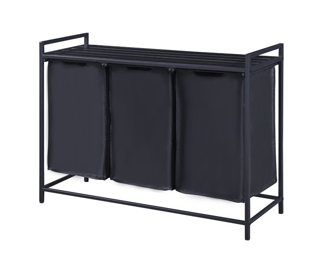 Clasificador de ropa Saltvik con 3 bolsas/ 45 L metal/poliéster Negro