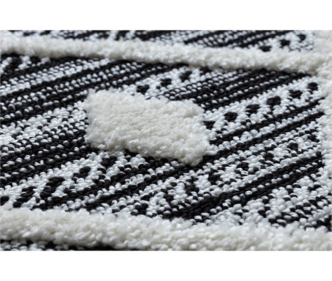 Alfombra MAROC P662 Diamantes Franjas Bereber marroquí Shaggy 140x190 Negro