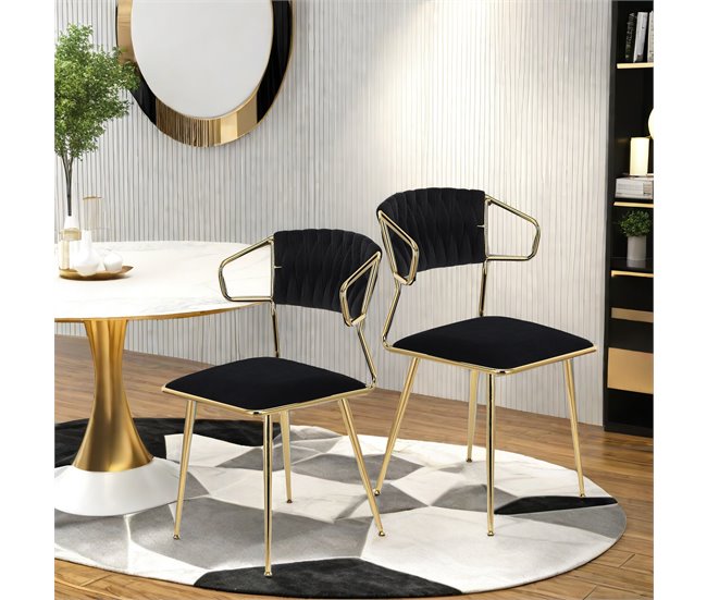 2 piezas, silla de comedor, silla alta Negro