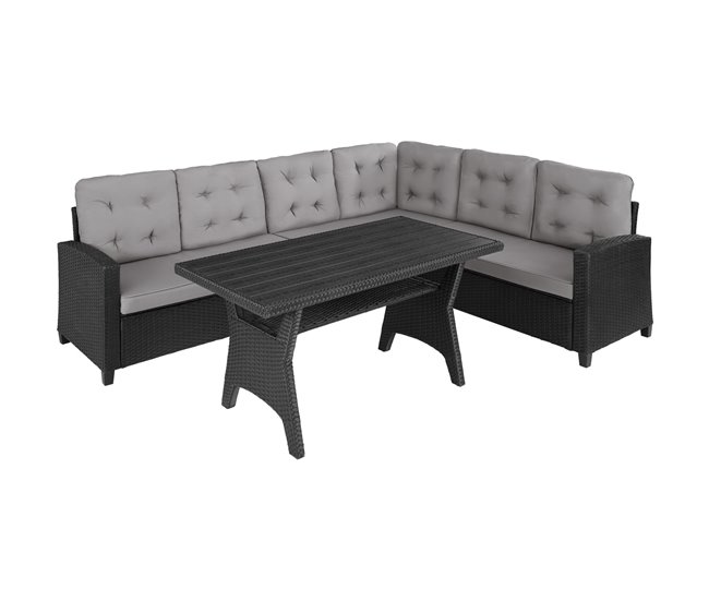 conjunto de ratán Negro/ Gris