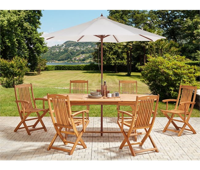 Beliani Conjunto de comedor MAUI II Madera Clara