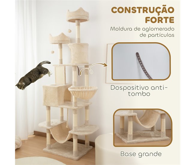 Árbol para Gatos Aglomerado de Madera PawHut Crudo