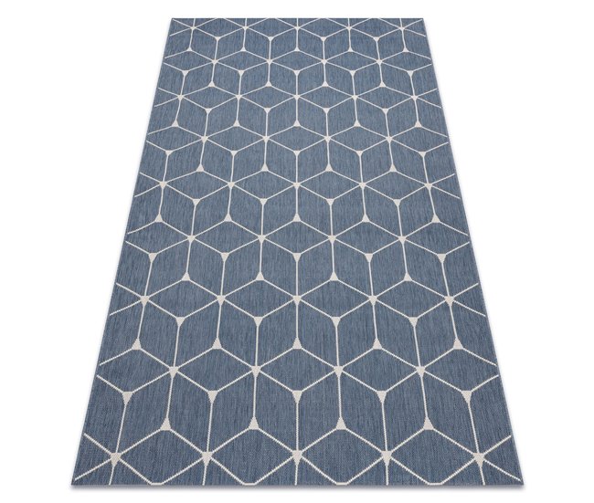 Alfombra de cuerda sisal FLAT 48721/591 Cubos 3D 160x230 Azul
