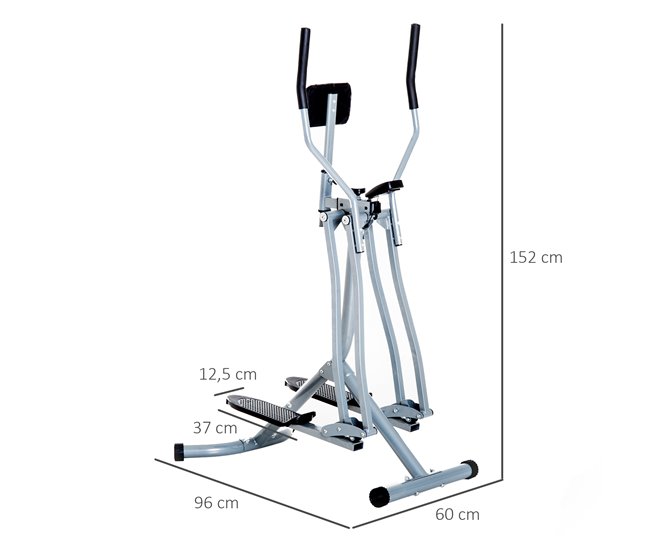Bicicleta Elíptica Acero, ABS HOMCOM, deportes y ocio - fitness Gris