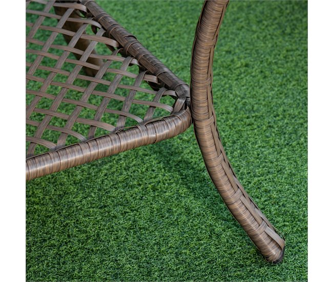 Muebles de Jardín de Ratán Metal, Ratán PE, Poliéster Outsunny Marron