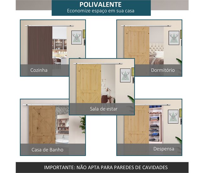 Herraje para Puerta Corredera Metal, Plástico HOMCOM 186 Plateado