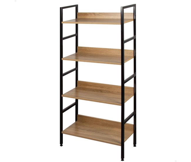 Max Home Estantería madera 4 estantes Negro/ Madera