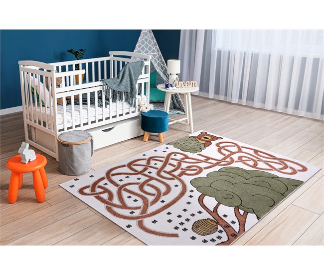 Alfombra FUN Honey para niños oso abejas 240x330 Blanco