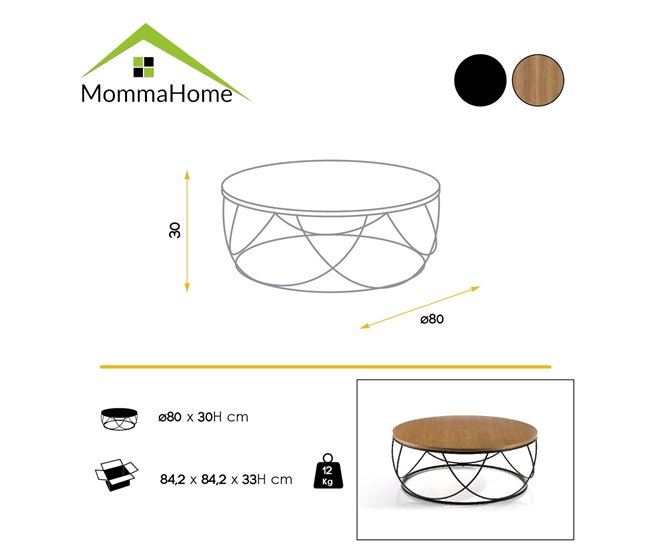 Mesa de Centro Circular MDF - Modelo TAMPA Marron