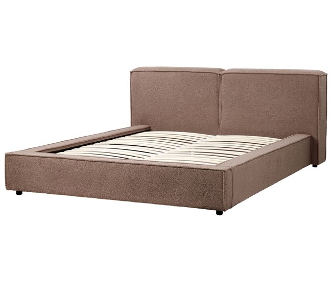 Beliani Cama con somier Bouclé LINARDS 210x242 Blanco