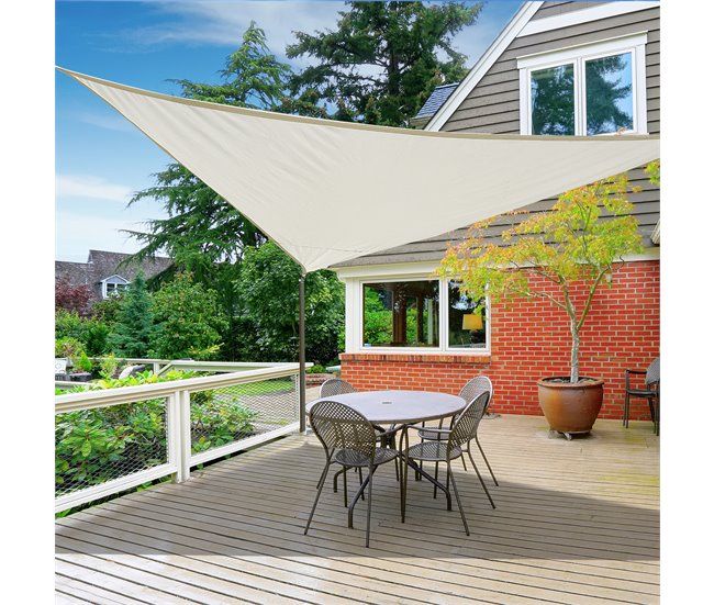 Toldo Vela Triangular Poliéster Outsunny 600x600 Beige