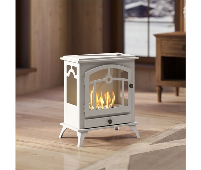 Chimenea de Etanol Acero, Acero Inoxidable HOMCOM Blanco