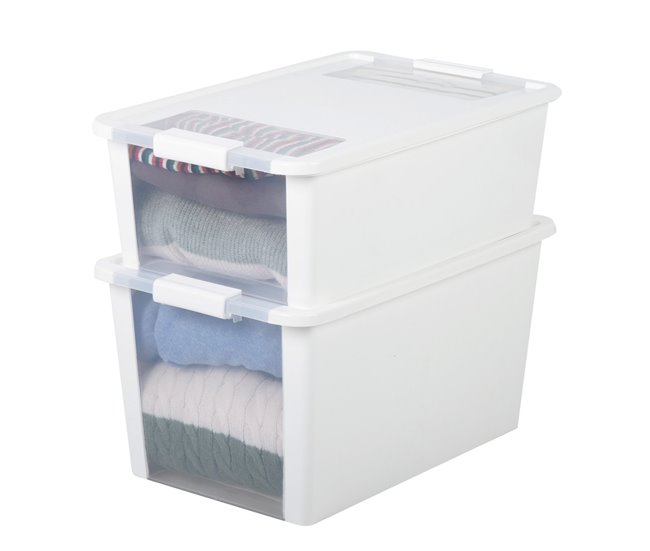 Curver Caja de almacenaje con tapa Bi-Box 26L Blanco