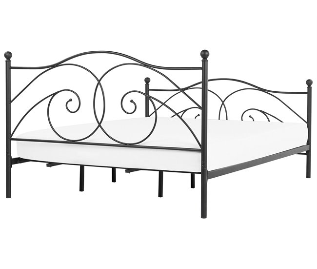 Beliani Cama con somier Metal DINARD 187x208 Negro