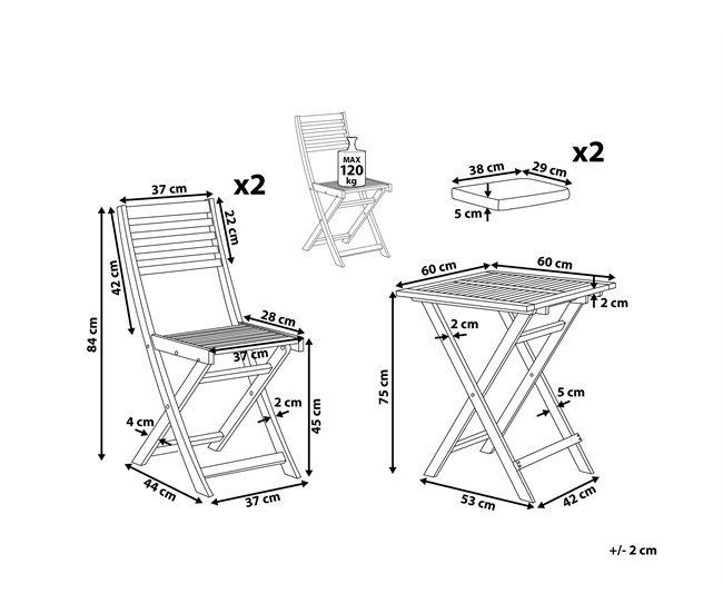 Beliani Conjunto de balcón FIJI Amarillo