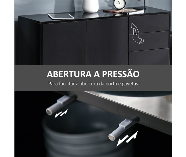 Aparador de Salón Melamina de Madera HOMCOM Negro