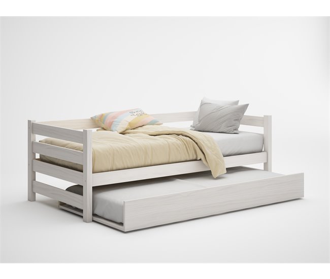 Cama nido EKO II madera maciza blanqueada 90x190cm Blanco