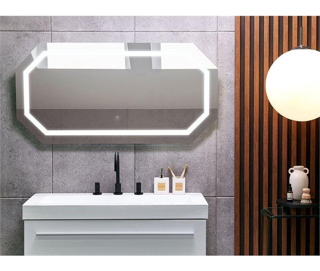 Beliani Espejo de baño LOCMARIAQUER Gris