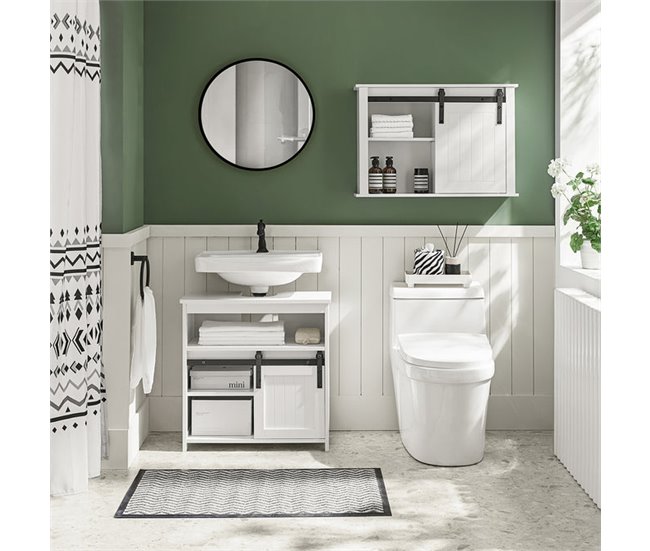 Mueble para Debajo del Lavabo 3 Estante 1 Puerta BZR61-W SoBuy Blanco