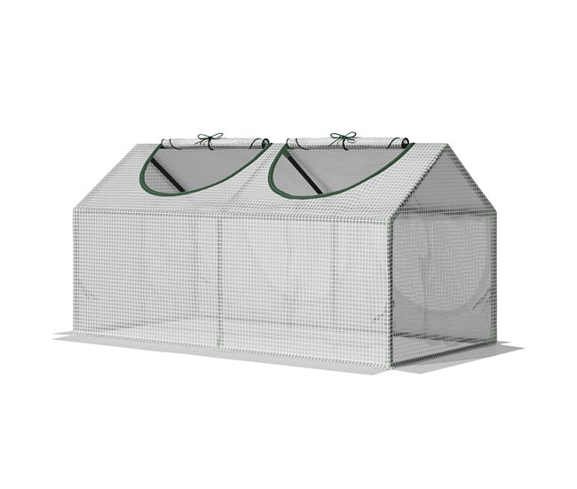 Invernadero de Terraza Acero, PE Outsunny Blanco