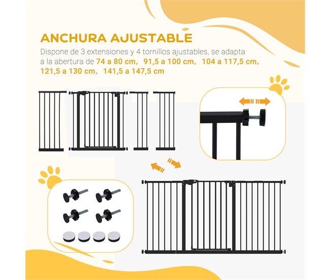 Barrera de Seguridad Metal, Plástico PawHut Negro