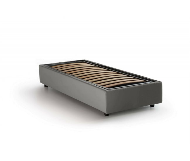 Cama individual en tela Gris