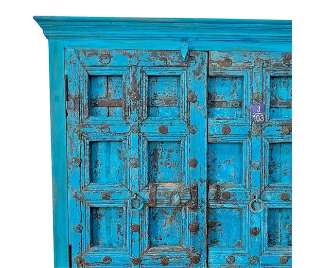 Armario de madera acabado artesanal Azul