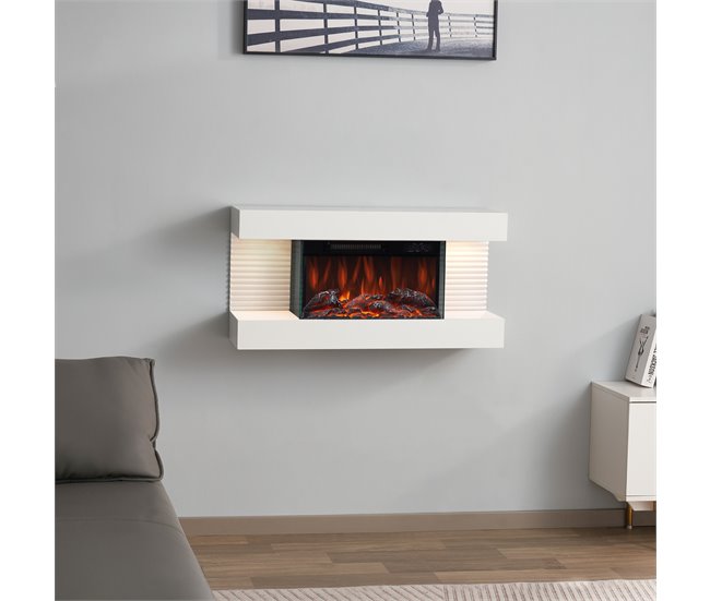 KAMINIO Eléctrica Chimenea LIZ - Chimenea Eléctrica de Pared Blanco