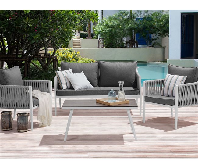 Beliani Conjunto de jardín Aluminio LATINA Blanco