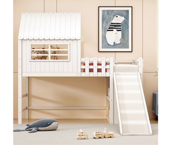 Cama alta para niños 219x208 Blanco
