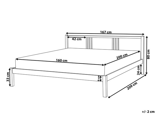 Beliani Cama Madera de pino VANNES 167x209 Blanco