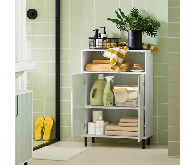 Armario De Suelo Para Baño Con 2 Puertas BZR138-GR SoBuy Verde