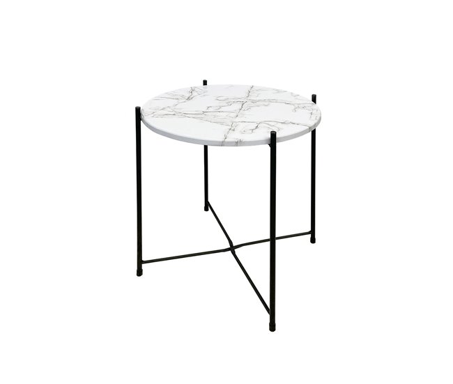 Acomoda Textil – Mesa Auxiliar Plegable de Metal para Recibidor. 40x40 Blanco/ Negro