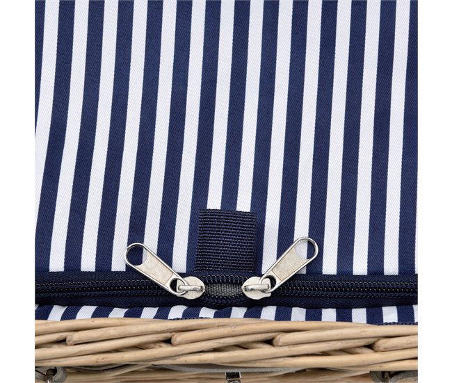 [casa.pro] Cesta de pícnic para 2 personas con nevera, cubiertos Blanco/ Azul