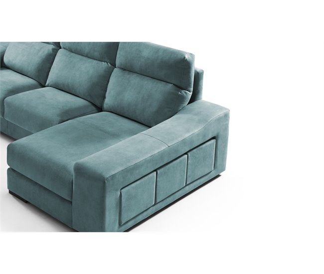 Chaise longue 4 plazas con 3 puffs FULL Azul Medio