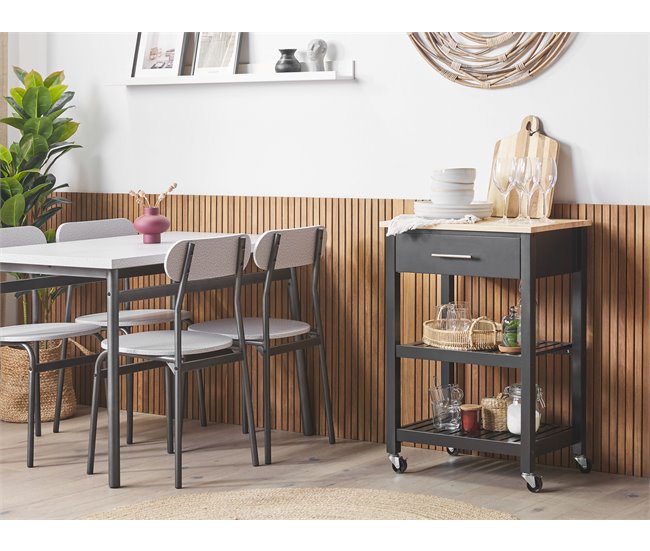 Beliani Carrito de cocina HIUMA 58 Blanco