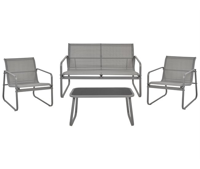 Beliani Conjunto longue Acero BARREA Gris