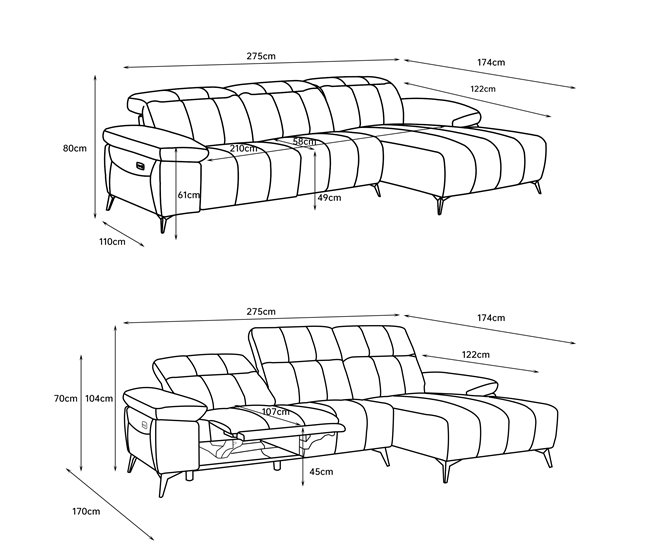 Chaise longue relax eléctrica ANDY Gris Claro
