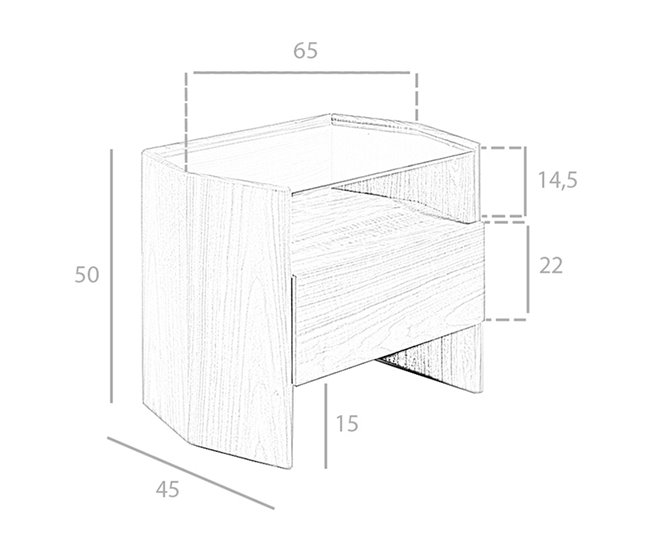 ANGEL CERDA Mesita de noche nogal con tapa de cristal templado Nogal
