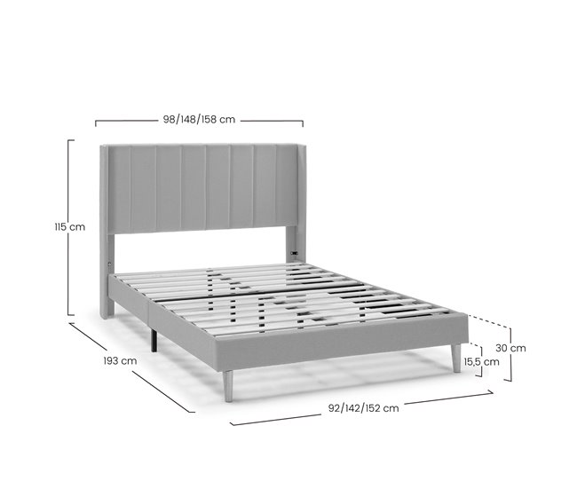 Estructura de cama tapizada Noelia 140x190 Beige