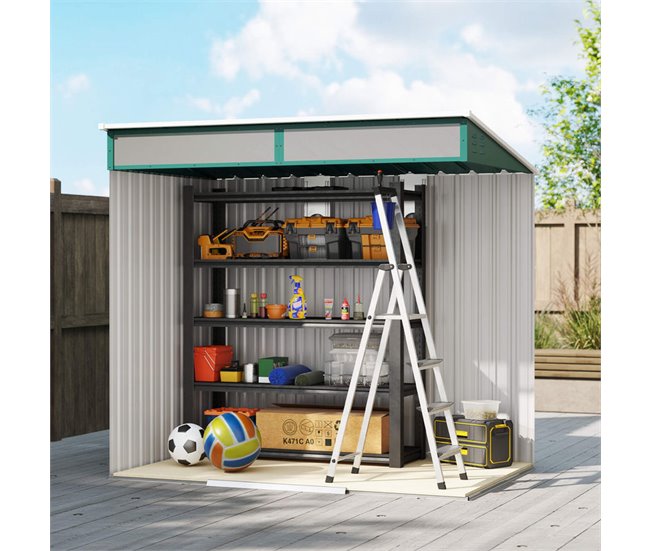 Caseta de Jardín Acero Galvanizado Outsunny Verde