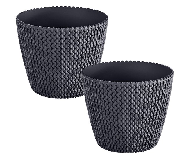 2x Maceta redonda 11,5L Prosperplast Splofy Antracita