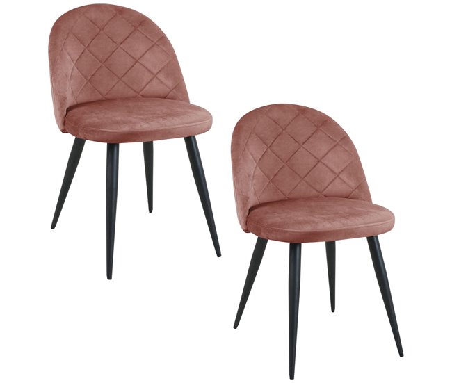 2x Silla tapizada capitoné de terciopelo SJ.077 Rosa