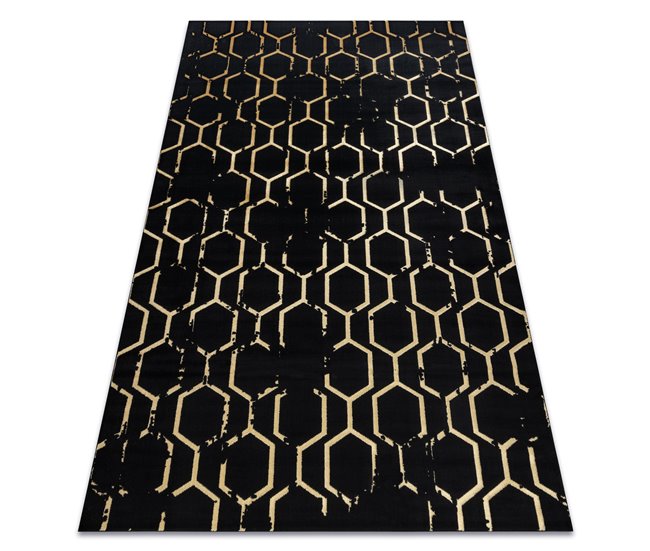 Alfombra GLOSS moderno 407C 86 elegante glamour art deco 200x290 Negro
