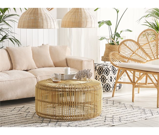 Beliani Mesa de centro LIMNI 84x84 Natural