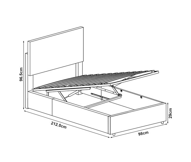 Cama tapizada Juva con somier abatible 
