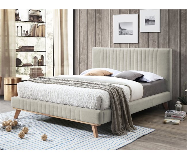 Beliani Cama con somier Chenilla TALENCE 177x218 Beige