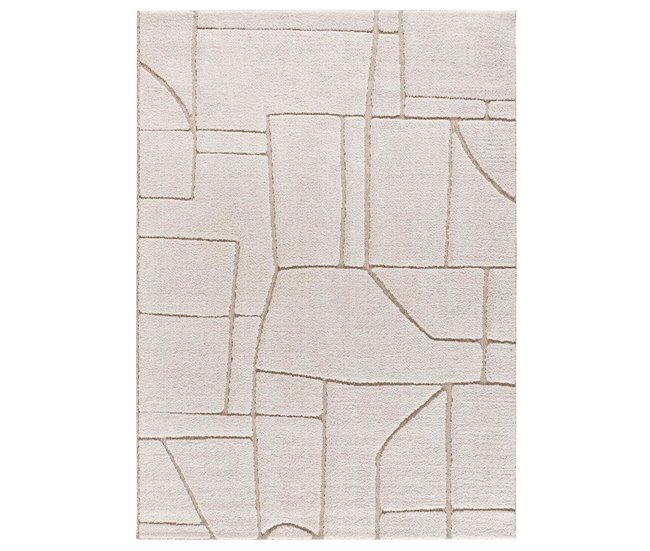 Alfombra diseño cuadros en relieve DIENA - ATTICGO 120x170 Blanco